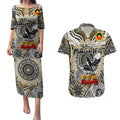 Custom Collingwood Magpies NAIDOC Week 2024 Couples Matching Puletasi and Hawaiian Shirt Mascot Football