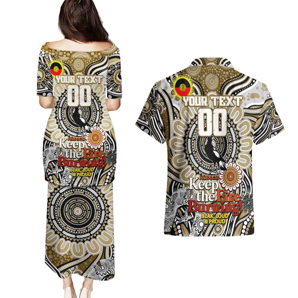 Custom Collingwood Magpies NAIDOC Week 2024 Couples Matching Puletasi and Hawaiian Shirt Mascot Football
