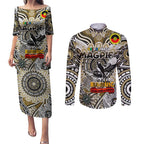 Custom Collingwood Magpies NAIDOC Week 2024 Couples Matching Puletasi and Long Sleeve Button Shirt Mascot Football