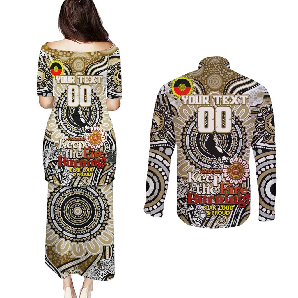 Custom Collingwood Magpies NAIDOC Week 2024 Couples Matching Puletasi and Long Sleeve Button Shirt Mascot Football