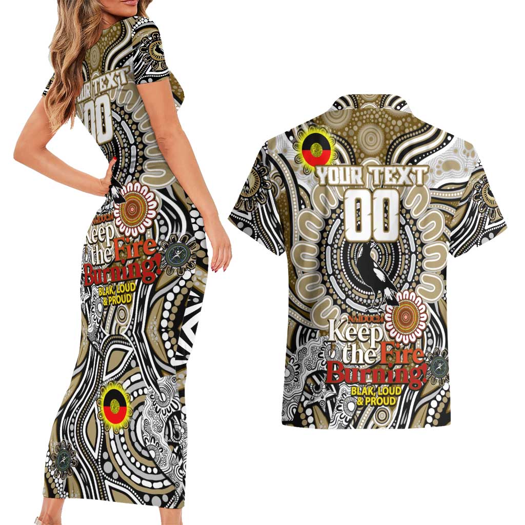Custom Collingwood Magpies NAIDOC Week 2024 Couples Matching Short Sleeve Bodycon Dress and Hawaiian Shirt Mascot Football
