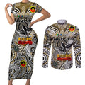 Custom Collingwood Magpies NAIDOC Week 2024 Couples Matching Short Sleeve Bodycon Dress and Long Sleeve Button Shirt Mascot Football