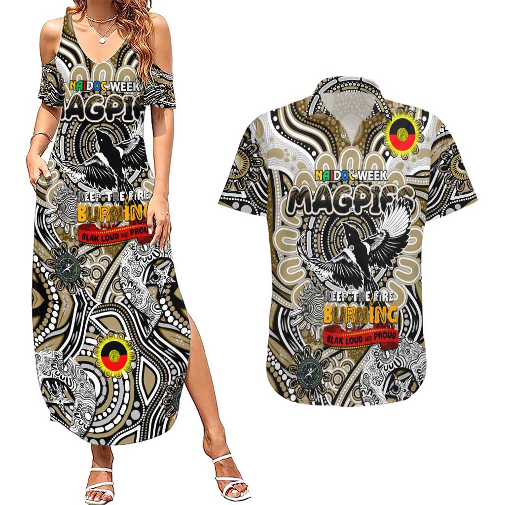 Custom Collingwood Magpies NAIDOC Week 2024 Couples Matching Summer Maxi Dress and Hawaiian Shirt Mascot Football