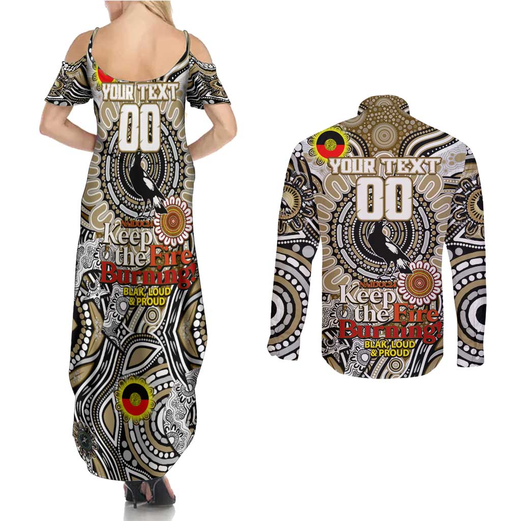 Custom Collingwood Magpies NAIDOC Week 2024 Couples Matching Summer Maxi Dress and Long Sleeve Button Shirt Mascot Football