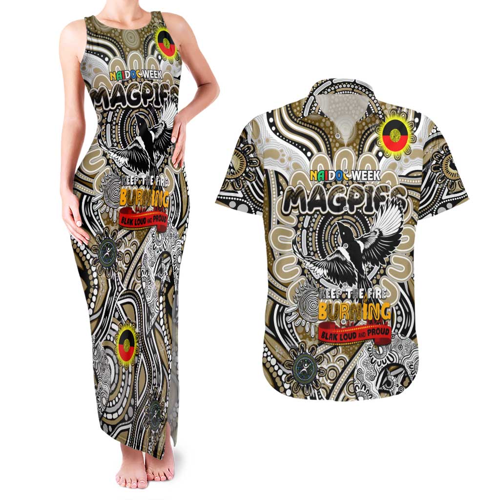 Custom Collingwood Magpies NAIDOC Week 2024 Couples Matching Tank Maxi Dress and Hawaiian Shirt Mascot Football