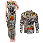 Custom Collingwood Magpies NAIDOC Week 2024 Couples Matching Tank Maxi Dress and Long Sleeve Button Shirt Mascot Football