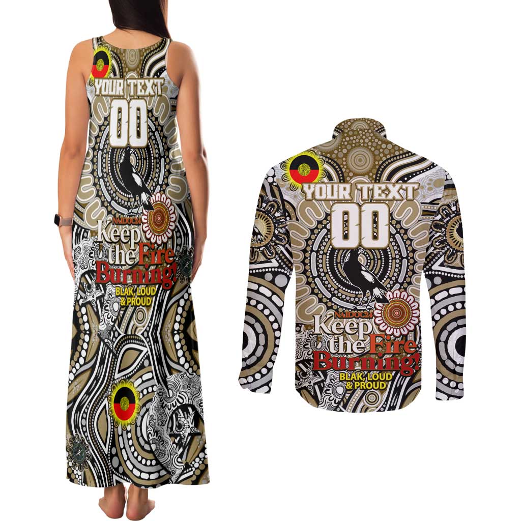 Custom Collingwood Magpies NAIDOC Week 2024 Couples Matching Tank Maxi Dress and Long Sleeve Button Shirt Mascot Football