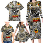 Custom Collingwood Magpies NAIDOC Week 2024 Family Matching Long Sleeve Bodycon Dress and Hawaiian Shirt Mascot Football