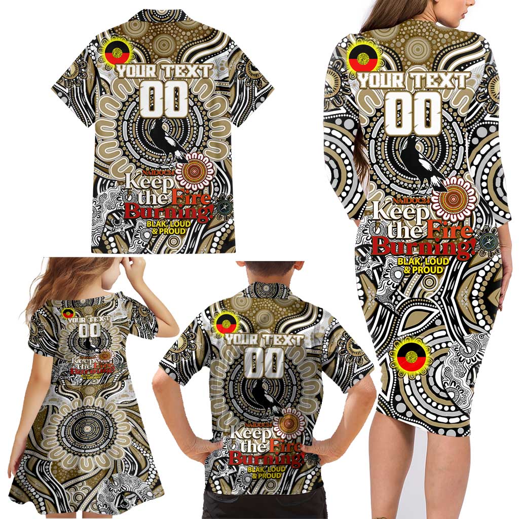 Custom Collingwood Magpies NAIDOC Week 2024 Family Matching Long Sleeve Bodycon Dress and Hawaiian Shirt Mascot Football