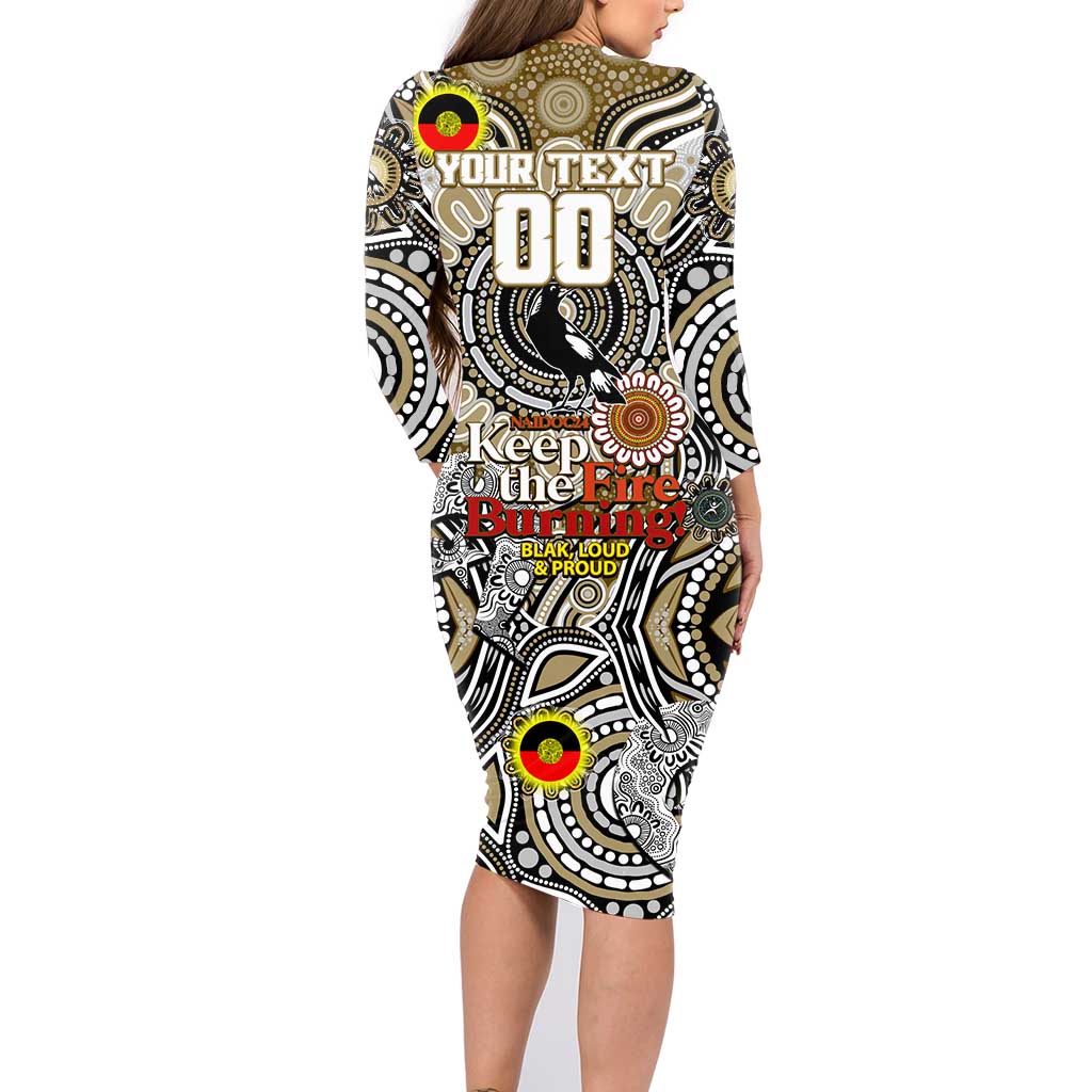 Custom Collingwood Magpies NAIDOC Week 2024 Family Matching Long Sleeve Bodycon Dress and Hawaiian Shirt Mascot Football