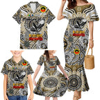 Custom Collingwood Magpies NAIDOC Week 2024 Family Matching Mermaid Dress and Hawaiian Shirt Mascot Football