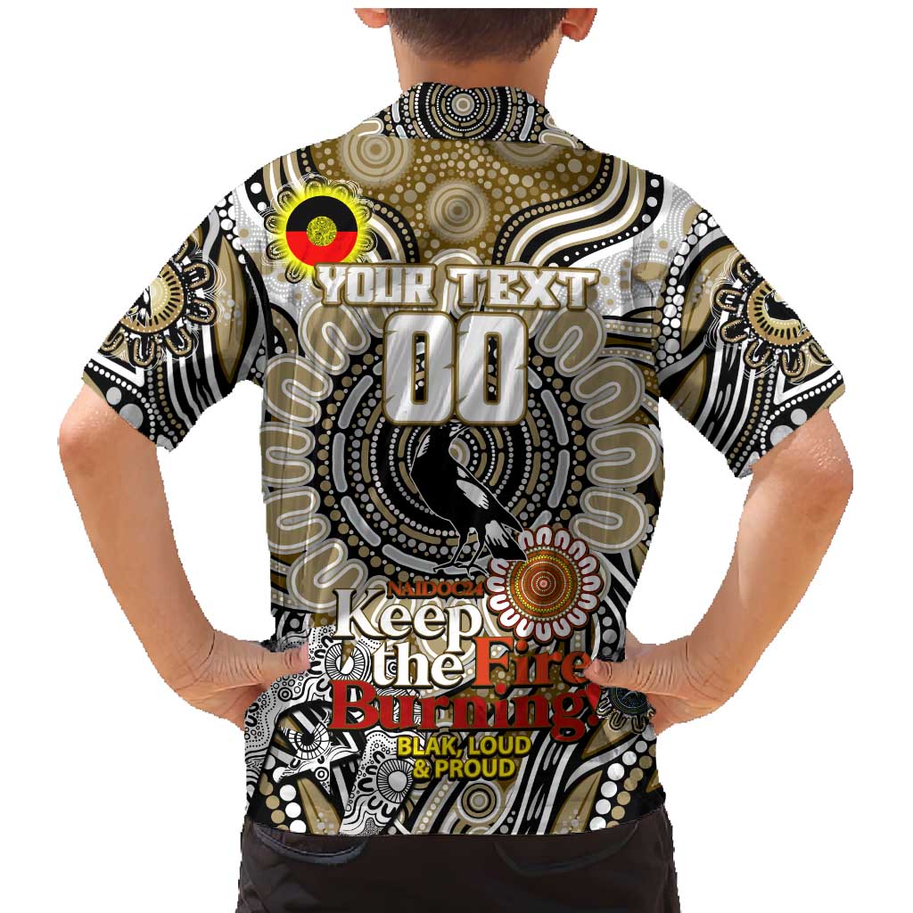 Custom Collingwood Magpies NAIDOC Week 2024 Family Matching Mermaid Dress and Hawaiian Shirt Mascot Football