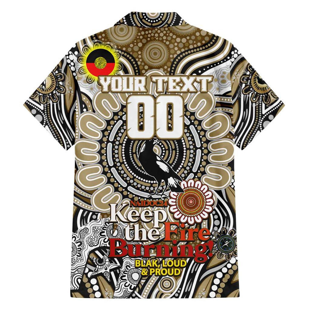 Custom Collingwood Magpies NAIDOC Week 2024 Family Matching Off The Shoulder Long Sleeve Dress and Hawaiian Shirt Mascot Football