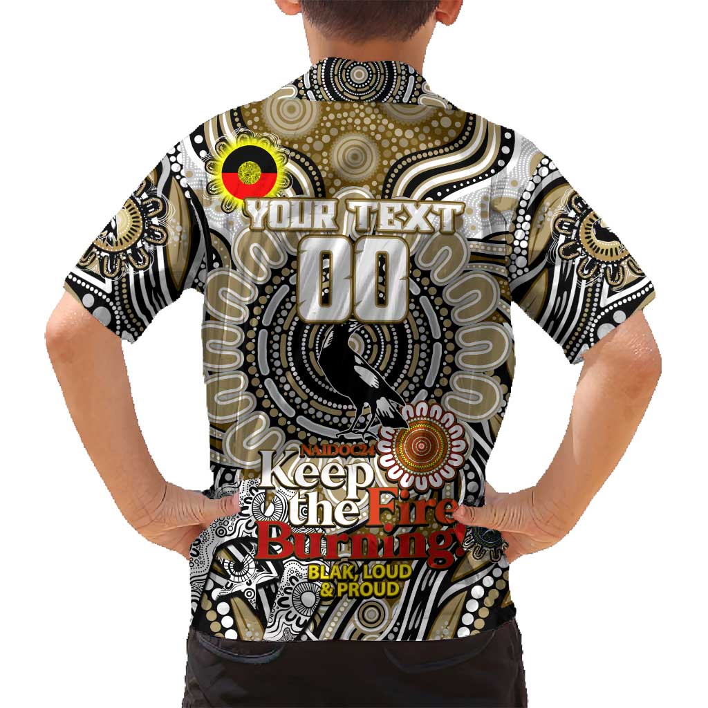Custom Collingwood Magpies NAIDOC Week 2024 Family Matching Off Shoulder Maxi Dress and Hawaiian Shirt Mascot Football