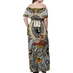 Custom Collingwood Magpies NAIDOC Week 2024 Family Matching Off Shoulder Maxi Dress and Hawaiian Shirt Mascot Football