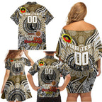 Custom Collingwood Magpies NAIDOC Week 2024 Family Matching Off Shoulder Short Dress and Hawaiian Shirt Mascot Football