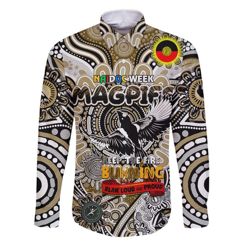 Custom Collingwood Magpies NAIDOC Week 2024 Family Matching Off Shoulder Short Dress and Hawaiian Shirt Mascot Football