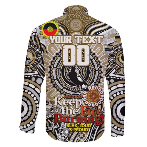 Custom Collingwood Magpies NAIDOC Week 2024 Family Matching Off Shoulder Short Dress and Hawaiian Shirt Mascot Football