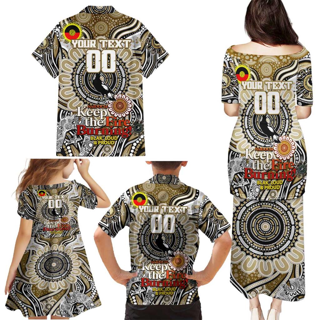 Custom Collingwood Magpies NAIDOC Week 2024 Family Matching Puletasi and Hawaiian Shirt Mascot Football