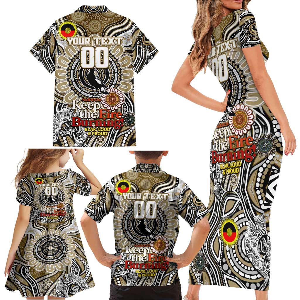 Custom Collingwood Magpies NAIDOC Week 2024 Family Matching Short Sleeve Bodycon Dress and Hawaiian Shirt Mascot Football