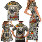 Custom Collingwood Magpies NAIDOC Week 2024 Family Matching Short Sleeve Bodycon Dress and Hawaiian Shirt Mascot Football
