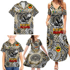 Custom Collingwood Magpies NAIDOC Week 2024 Family Matching Summer Maxi Dress and Hawaiian Shirt Mascot Football