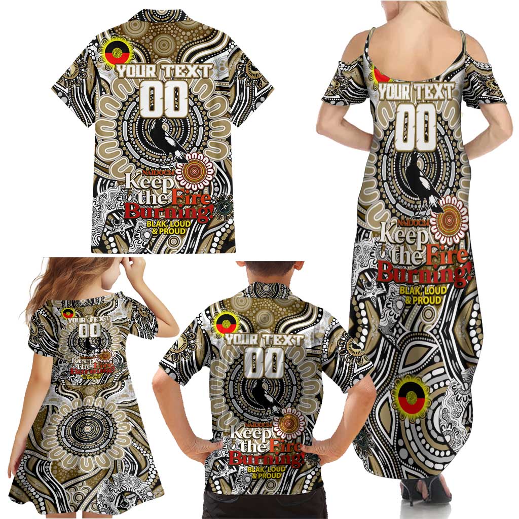 Custom Collingwood Magpies NAIDOC Week 2024 Family Matching Summer Maxi Dress and Hawaiian Shirt Mascot Football