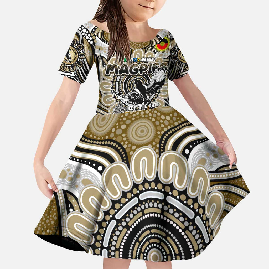 Custom Collingwood Magpies NAIDOC Week 2024 Kid Short Sleeve Dress Mascot Football