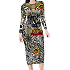 Custom Collingwood Magpies NAIDOC Week 2024 Long Sleeve Bodycon Dress Mascot Football