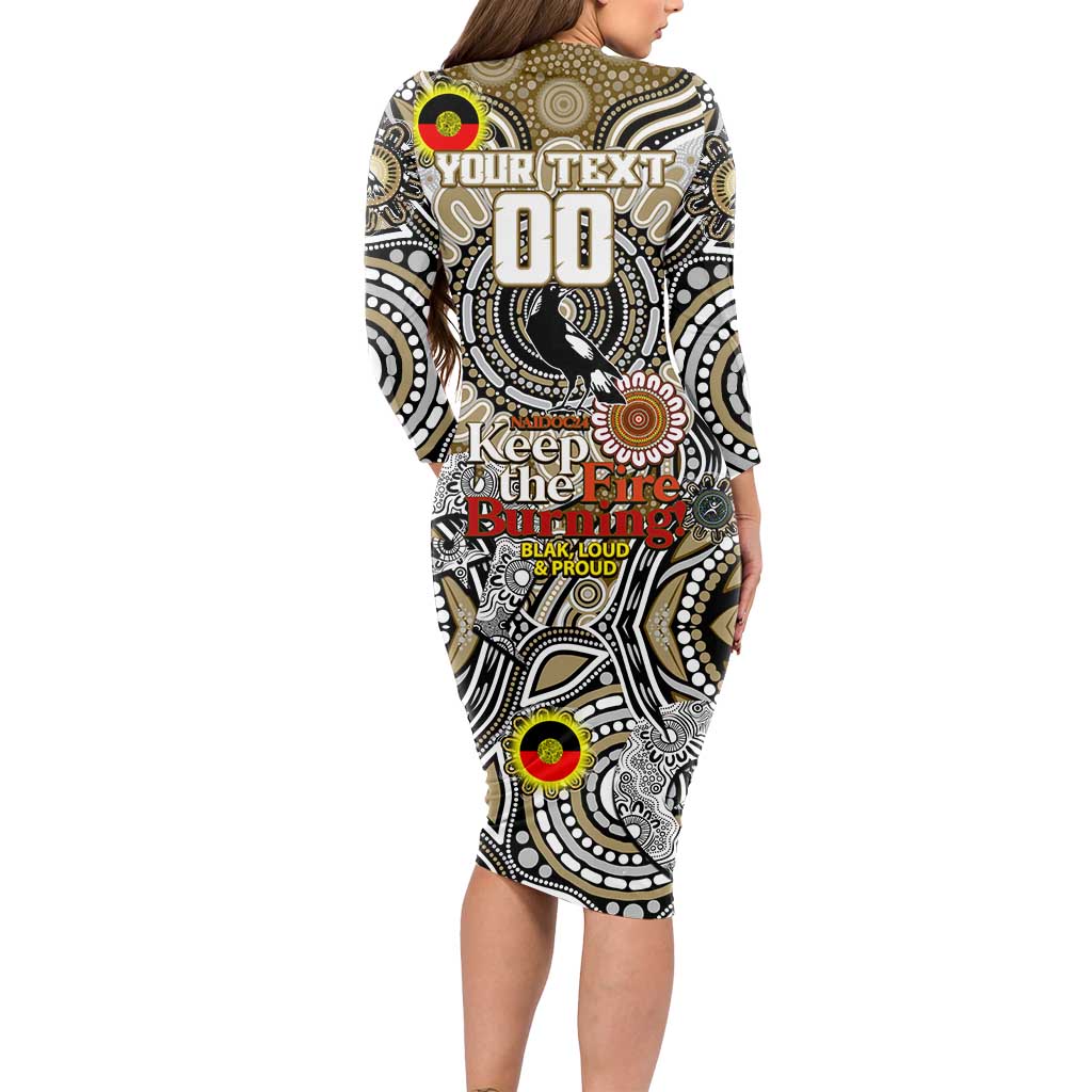 Custom Collingwood Magpies NAIDOC Week 2024 Long Sleeve Bodycon Dress Mascot Football
