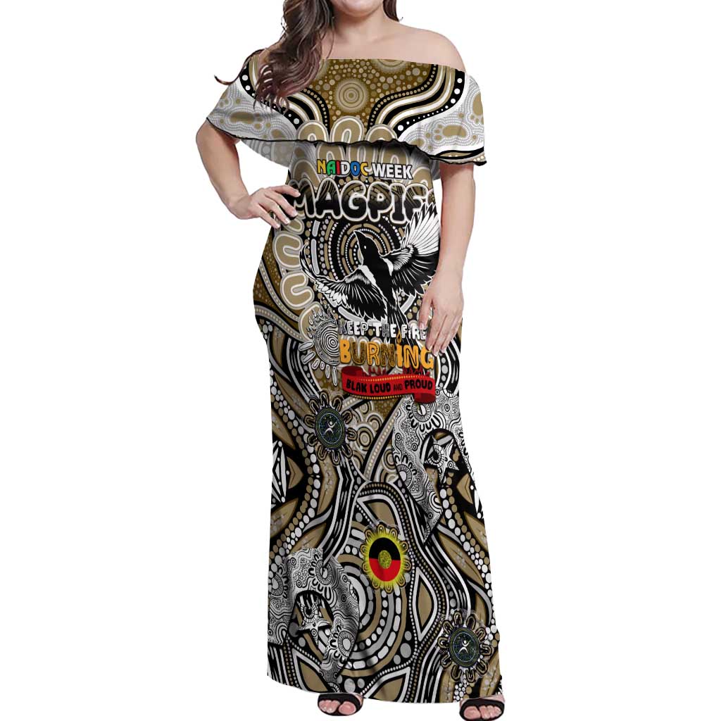 Custom Collingwood Magpies NAIDOC Week 2024 Off Shoulder Maxi Dress Mascot Football