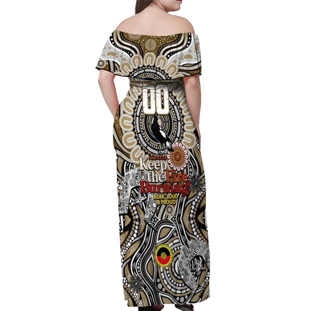 Custom Collingwood Magpies NAIDOC Week 2024 Off Shoulder Maxi Dress Mascot Football