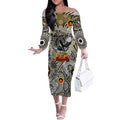 Custom Collingwood Magpies NAIDOC Week 2024 Off The Shoulder Long Sleeve Dress Mascot Football