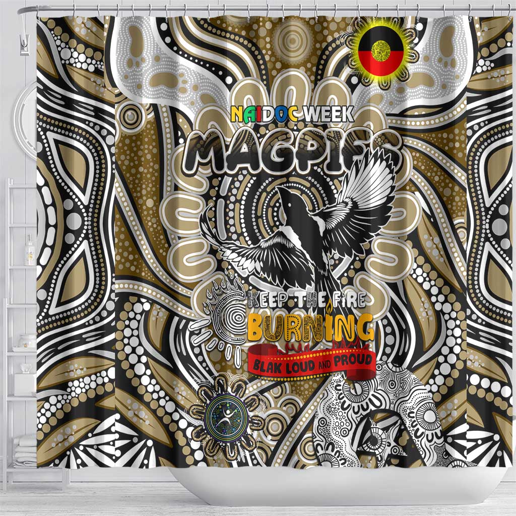 Collingwood Magpies NAIDOC Week 2024 Shower Curtain Mascot Football