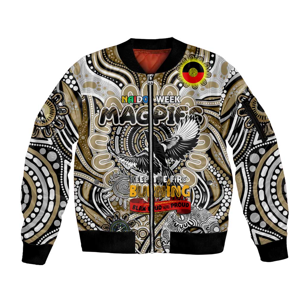 Custom Collingwood Magpies NAIDOC Week 2024 Sleeve Zip Bomber Jacket Mascot Football