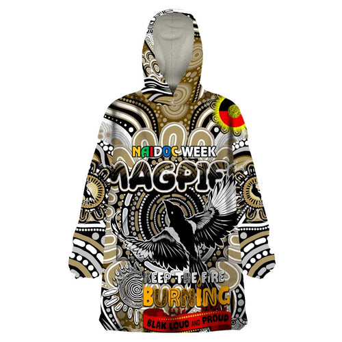 Custom Collingwood Magpies NAIDOC Week 2024 Wearable Blanket Hoodie Mascot Football