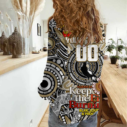Custom Collingwood Magpies NAIDOC Week 2024 Women Casual Shirt Mascot Football