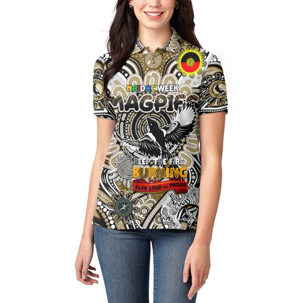 Custom Collingwood Magpies NAIDOC Week 2024 Women Polo Shirt Mascot Football