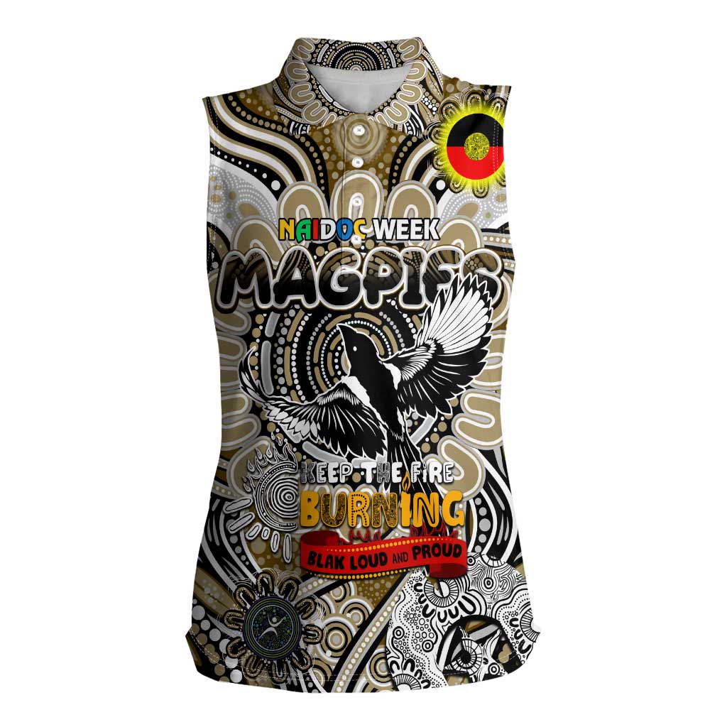 Custom Collingwood Magpies NAIDOC Week 2024 Women Sleeveless Polo Shirt Mascot Football