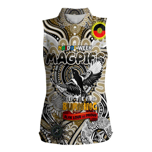 Custom Collingwood Magpies NAIDOC Week 2024 Women Sleeveless Polo Shirt Mascot Football