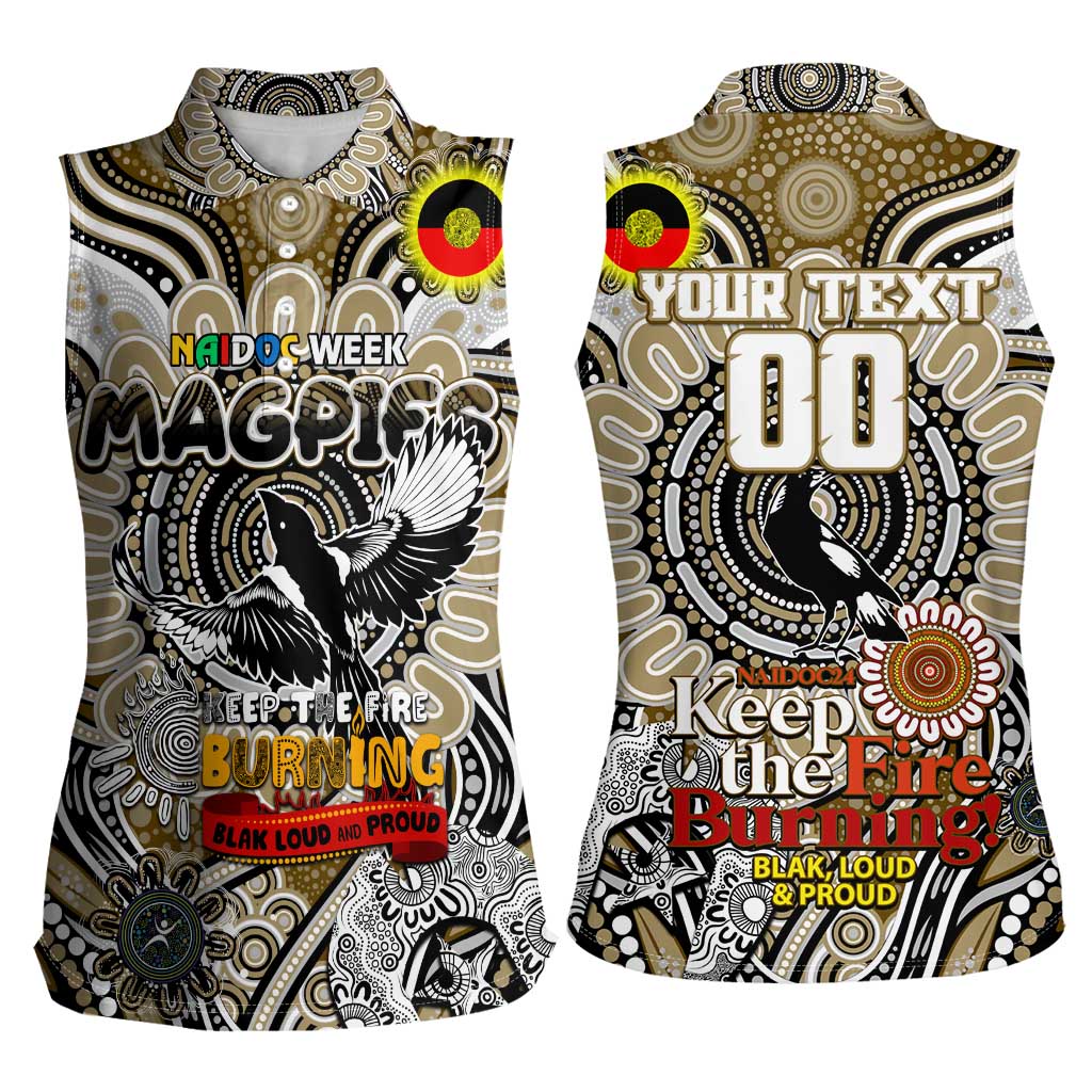 Custom Collingwood Magpies NAIDOC Week 2024 Women Sleeveless Polo Shirt Mascot Football
