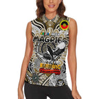 Custom Collingwood Magpies NAIDOC Week 2024 Women Sleeveless Polo Shirt Mascot Football