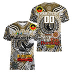 Custom Collingwood Magpies NAIDOC Week 2024 Women V-Neck T-Shirt Mascot Football