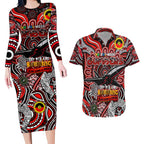 Custom Essendon Bombers NAIDOC Week 2024 Couples Matching Long Sleeve Bodycon Dress and Hawaiian Shirt Mascot Football