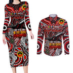 Custom Essendon Bombers NAIDOC Week 2024 Couples Matching Long Sleeve Bodycon Dress and Long Sleeve Button Shirt Mascot Football