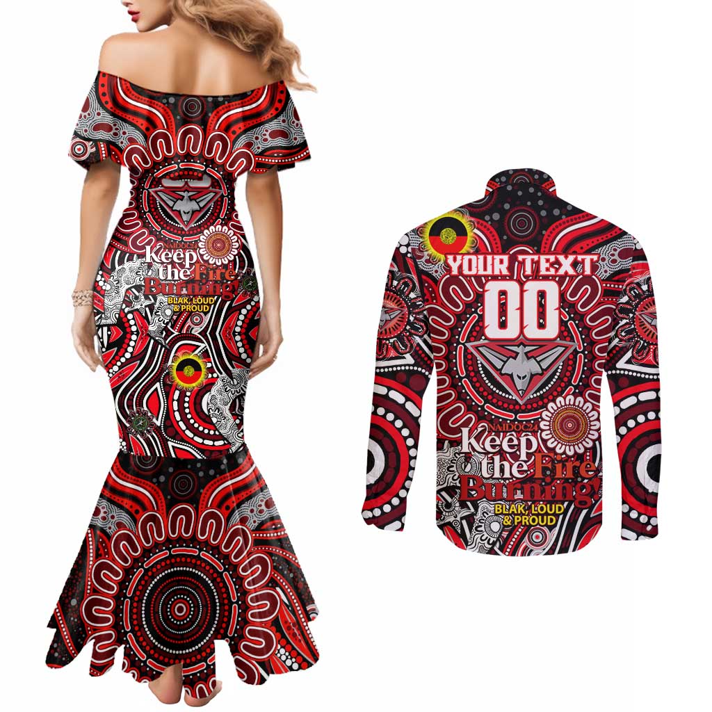 Custom Essendon Bombers NAIDOC Week 2024 Couples Matching Mermaid Dress and Long Sleeve Button Shirt Mascot Football