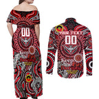 Custom Essendon Bombers NAIDOC Week 2024 Couples Matching Off Shoulder Maxi Dress and Long Sleeve Button Shirt Mascot Football