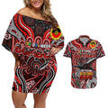 Custom Essendon Bombers NAIDOC Week 2024 Couples Matching Off Shoulder Short Dress and Hawaiian Shirt Mascot Football