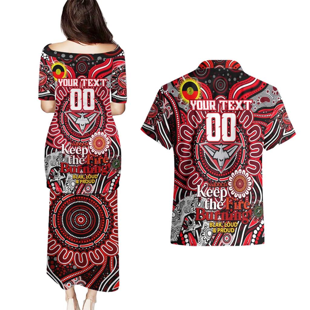 Custom Essendon Bombers NAIDOC Week 2024 Couples Matching Puletasi and Hawaiian Shirt Mascot Football