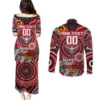 Custom Essendon Bombers NAIDOC Week 2024 Couples Matching Puletasi and Long Sleeve Button Shirt Mascot Football